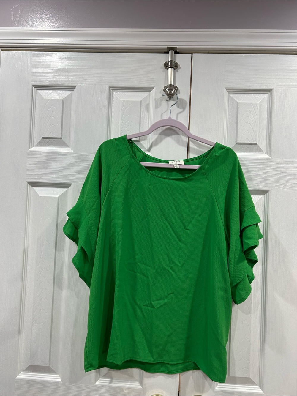 Umgee Bright Green Ruffle-Sleeve Blouse